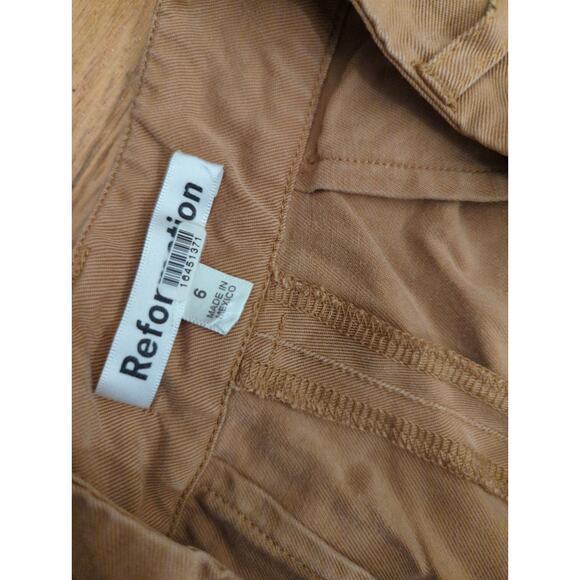 RTR Reformation Sz 6 Brown Mason Pleated Wide Leg High Waist Trouser Pants - Picture 8 of 8